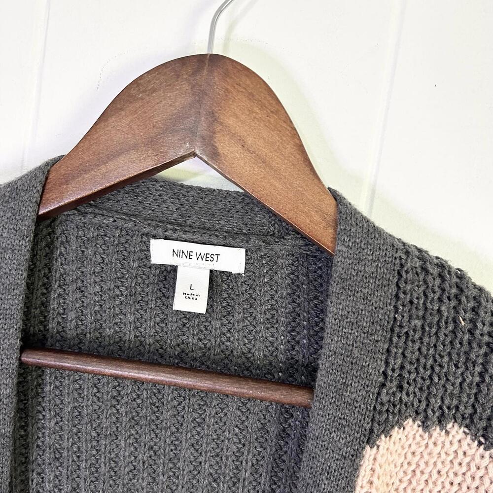 Nine West Colorblock Chunky Knit Open Cardigan Women’s Large - Picture 3 of 4